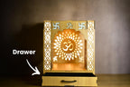 Wooden Home Mandir with LED Setup, Wall or Table Mounted (25x23x30) CM | Led Pillars | Mordern Design Temple for Home and Office | Maclarg (Light Peach)
