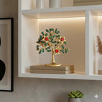 Metal Kalpavriksha Tree for Home Decor - Golden Wish Fulfilling Tree Metal Showpiece for Temple, Vastu, Office Table & Gifting Banyan (No 1 Golden with Stone)