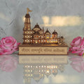 HaridwarDivine Shri Ram Mandir Ayodhya Mandir for Home, Ideal for Home Decor, Temple and Best Gift, Brown -with Multicolour LED Light