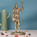 ARTVARKO Brass Standing Shiva Statue God Bholenath Shiva Idol Showpiece for Pooja Home Office Temple Decor Gift 11 Inch