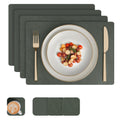 Encasa XO Leather Dining Table Mats, Heat & Stain Resistant Olive Kafalo