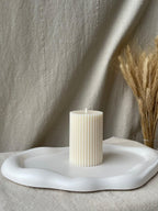atorakushon Soy Wax Pillar Candle Set of 3 Pcs Ribbed Scented Pillar Candles 2x3''inches for Home Decor Diwali Wedding Valentine Church x-Mass (White)
