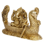 ARTVARKO Brass Ganesh on Swan Boat Idol Murti Blessing Ganesha Statue Vinayak Ganpati for Home Office Temple Puja Entrance Décor Gift.
