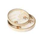DULI Set of 2 MDF Wood Trays Enamel Coated| Round Trays Set of 2 | Serving Trays | Wooden Tray | Kitchen&Dining Decorative | Resin Tray | 7x7, 9 x 9 inches (SmSetof2Rd-WhiteElephant)