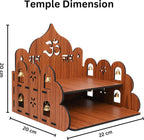 FLYUP Wooden Mandir for Home Pooja | Wall & Tabletop Temple with Ganesh Cutout | Solid Wood Finish Home Temple with Storage Shelf (Om Shubh Labh)
