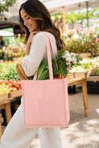Canvas Tote Bag for Adults, 37x42x14 CM, 100% Cotton, Reusable (Pink)