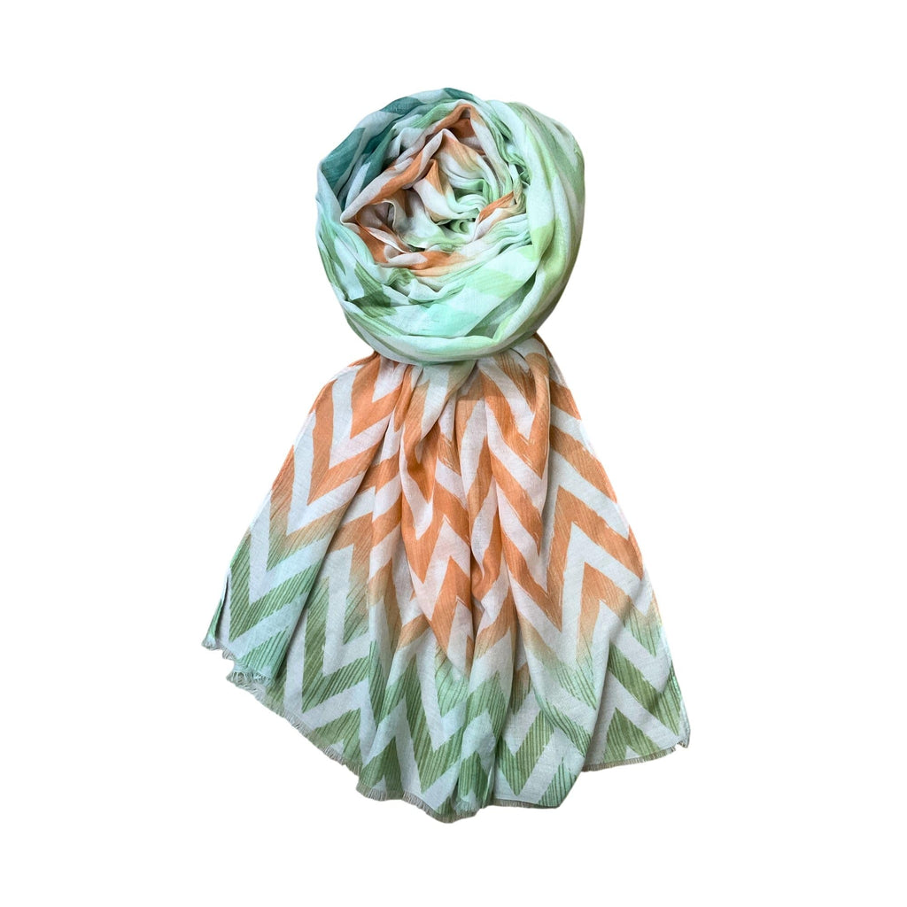 FAHABO Scarf for Women Stylish Printed Cotton Soft Stole | Hijab Scarf | Headscarf | Neck Scarf | Wraps (Green, Orange) Size: 73 L x 35 W