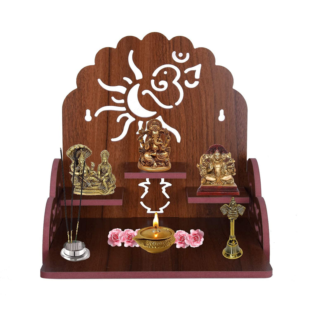 Shree Hari Enterprise Wooden Home Temple/Home mandir/god Stand for Home/Pooja Stand/Home mandap/mandapam/Pooja mandir Medium Size | Sun | (Brown)