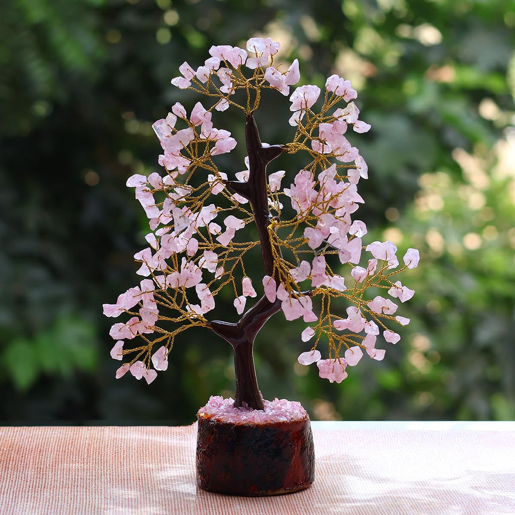 Crystu Certified Rose Quartz Tree, Spiritual Energy & Love, Healing Crystal Tree for Office, Home & Living Room, Unique Gift for Valentine, Housewarming & More