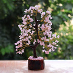 Crystu Certified Rose Quartz Tree, Spiritual Energy & Love, Healing Crystal Tree for Office, Home & Living Room, Unique Gift for Valentine, Housewarming & More