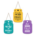 Artvibes Eat Good Feel Good Printed Wooden Wall Hanging for Kitchen | Cafe | Restaurant | Dining Room | Quotes Decor Item | Wall Poster | Food Quotes Decoration | Gift Items(WH_8907N), Set of 3