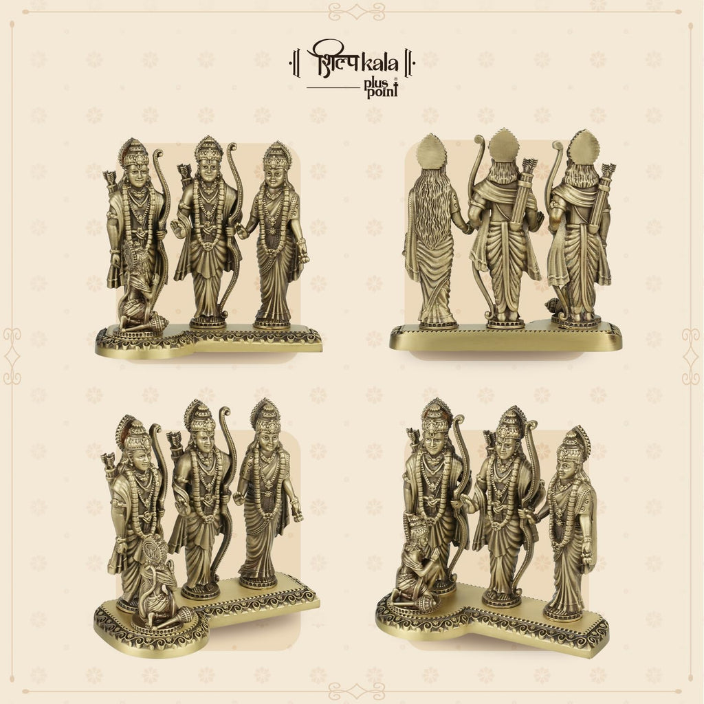 Shilpkala 4.3 Inch Brass Ultra Fine Ram Darbar Idol for Home & Office, Pooja, Table Decor, Worship & Gift