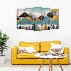 VIBECRAFTS 5 Pieces Modern Art Forest Canvas Wall Painting For Home|Office|Living Room|Gift (PTVC5Pcs2_6511)