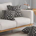 HUESLAND Premium Cotton Cushion Cover 16 x 16 inch Set of 5 | Decorative Throw Pillow Covers for Sofa, Living Room & Bedroom | Geometric Black