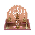 Lakhaji Wooden Wall Mounted Hanging Puja Temple Wood God Stand for Pooja Room (Gold 2)