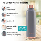 The Better Home Copper Water Bottle 950ml | BPA Free Leak Proof Bottle with Anti Oxidant Properties | 100% Copper Water Bottle | Grey