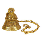 Artvarko Dashavatar Brass Hanging Bell with Chain God Lord Vishnu dashavataram Engraved Hanging Temple Wall Ghanta Height 24 Inches