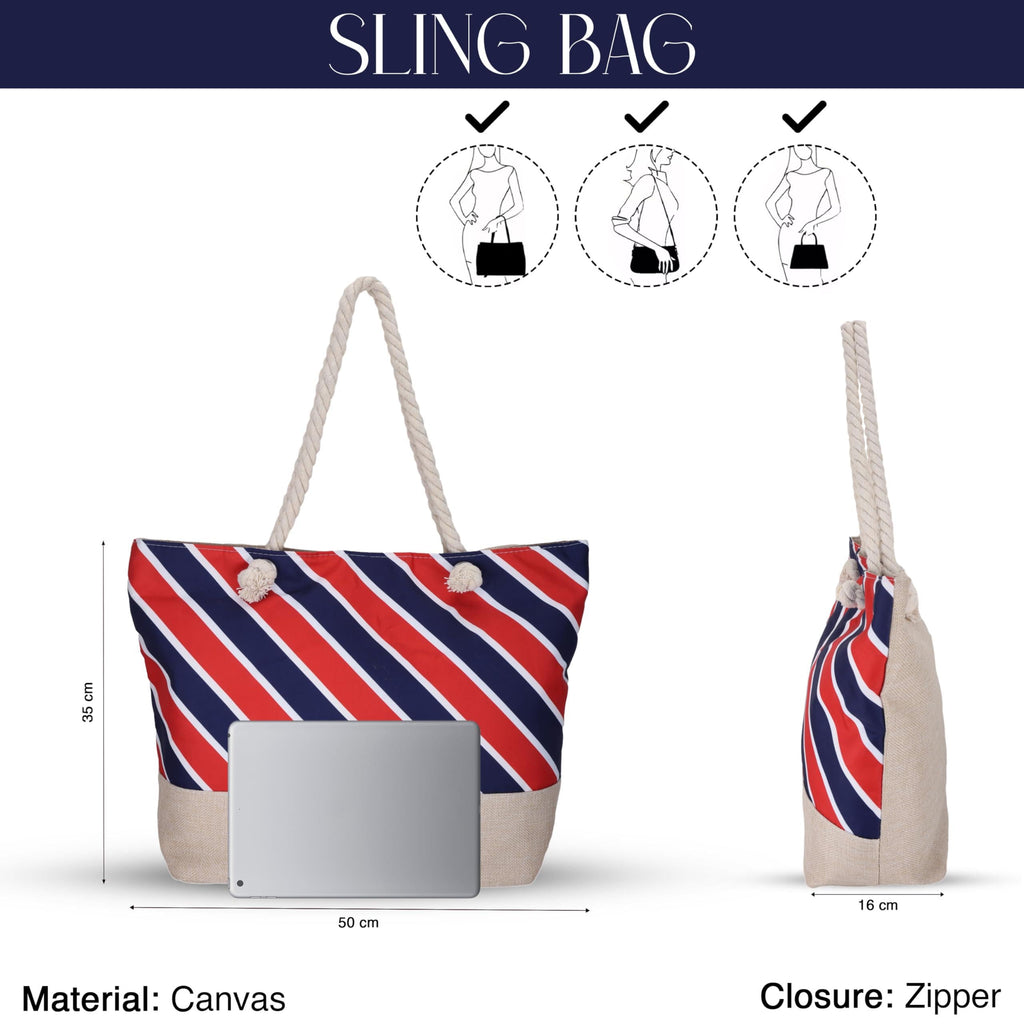 SIBY Tote Bag - Canvas Rope Handle Bag with Zipper Closure, Spacious Interior Pocket - Modern Style, Ideal for All Occasions