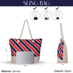 SIBY Tote Bag - Canvas Rope Handle Bag with Zipper Closure, Spacious Interior Pocket - Modern Style, Ideal for All Occasions