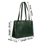RICHSIGN LEATHER ACCESSORIES Full-Grain Natural Leather Top-Handle satchel Handbags & Shoulder tote Bags For Women (Dimension- L-13 X H-10 x W- 5 Inch | Weight- 0.8 KG / 800 GR (GREEN)