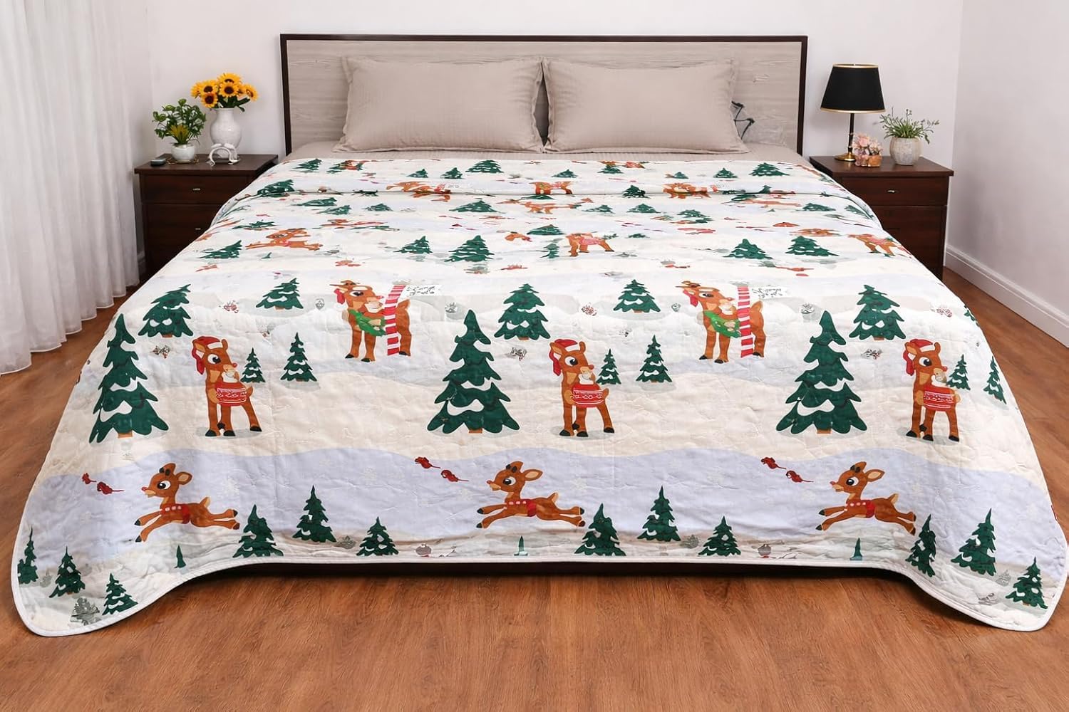 Bhoomi Impex Premium 100% Cotton Dohar for Double Bed (84 x 90 Inches) | 2 Layer Lightweight AC Blanket | 150 GSM | Summer Comforter | Ultra Soft Breathable All Season Blanket Green Leaf Print Kafalo