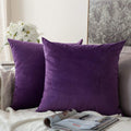 Khooti Velvet Cushion Cover, 22x22 | Purple | Pack of 2 | Solid Plain Soft & Smooth, Decorative Cushion Covers for Living Room, Bedroom, Couches, Chairs, Sofas, Beds & Home Decor