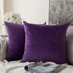 Khooti Velvet Cushion Cover, 22x22 | Purple | Pack of 3 | Solid Plain Soft & Smooth, Decorative Cushion Covers for Living Room, Bedroom, Couches, Chairs, Sofas, Beds & Home Decor