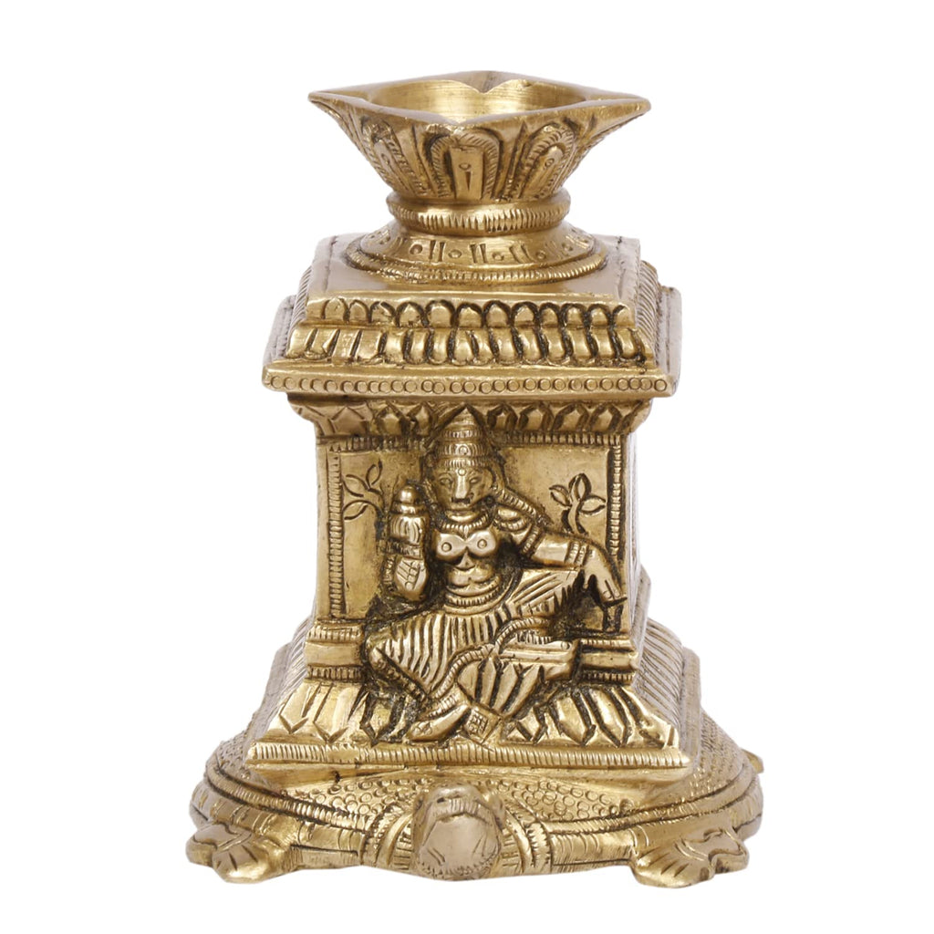 ARTVARKO™ Brass Tulsi Kyara Tortoise Diya Home Pooja Puja Idol Statue for Gift Living Room Mandir Décor (7.5x11x9.5)