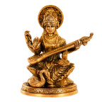 ARTVARKO Astadhatu Made Maa Saraswati Idol Sitting on Hans | Brass Devi Saraswati Siddhi Idol for Puja Sucess and Home Decor 5 Inch