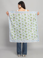 Ravaiyaa - Attitude is everything Sanganer Hand Block Printed Scarves Pure Cotton Scarf Square Hijab Dupatta 40 X 40 Inch (Green)