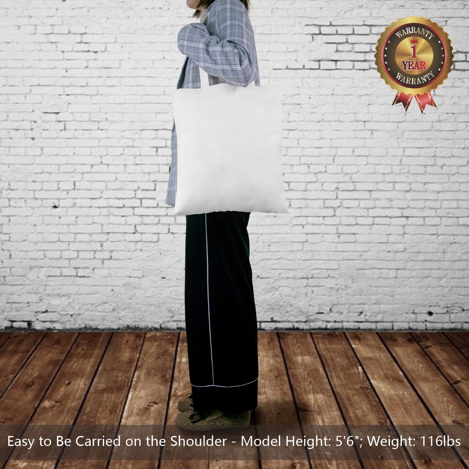 TOPDesign 24-Pack Economical 16x15 White Cotton Tote Bag, Lightweight Medium Reusable Grocery Shopping Cloth Bags, Suitable for DIY, Advertising, Promotion, Gift, Activity