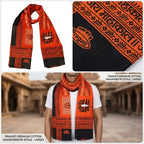 Mahakal Printed Scarf for Men & Women | Jai Mahakal Gamcha Angavastram | Shiv Bhakt Cotton Blend Prayer Stole | Mahadev Shawl for Pooja, Kanwar Yatra, Temple & Festivals (Orange & Black) Pack of 1