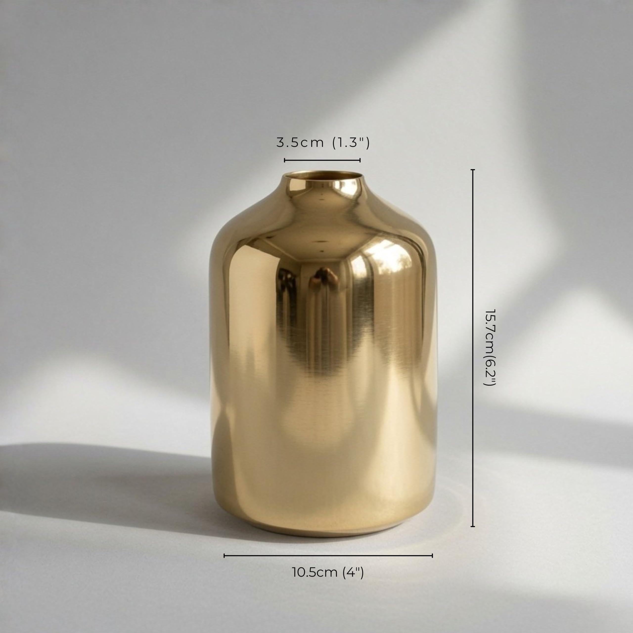 BEHOMA Golden Metal Vase for Home & Office Decor