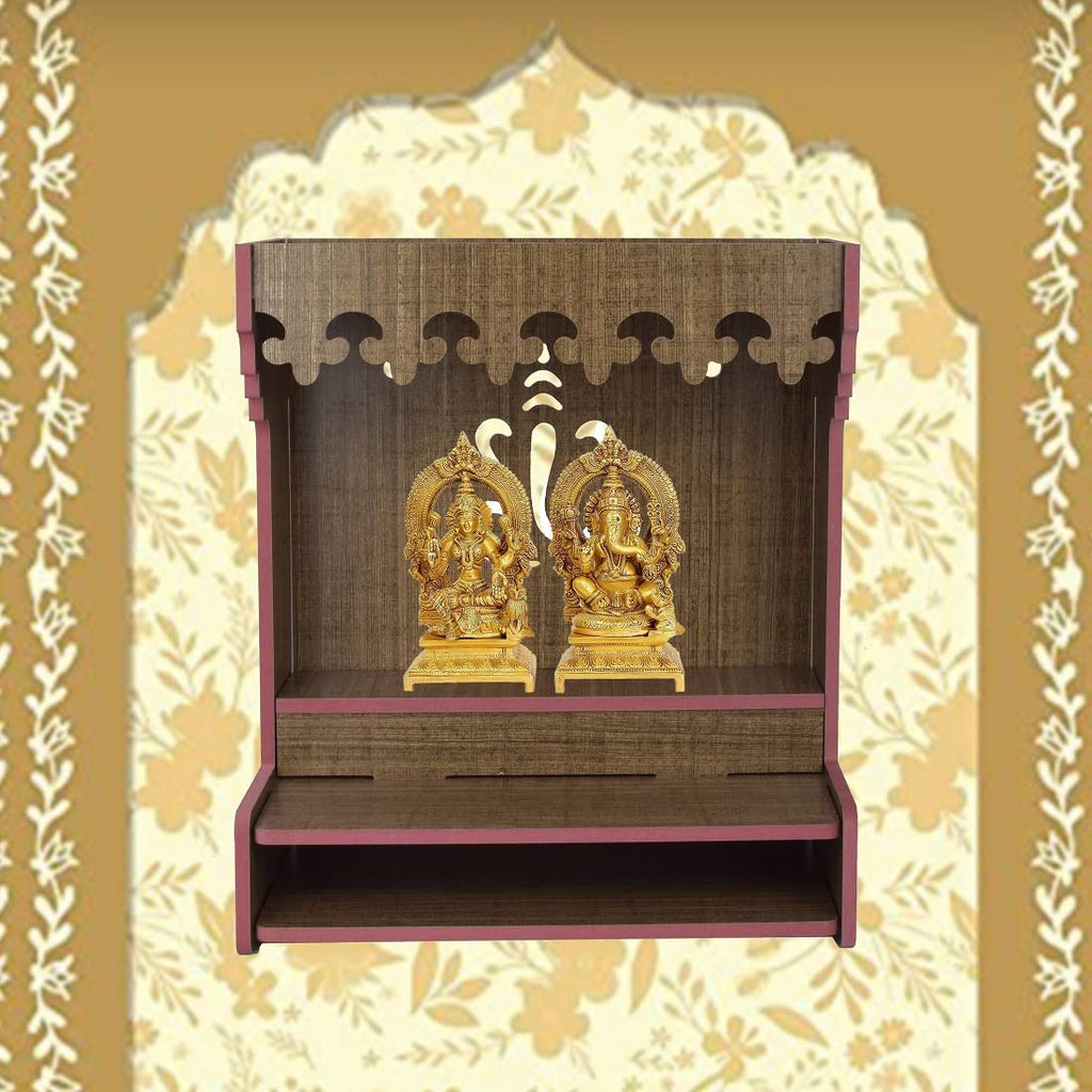 nexat Wooden Door Mandir for Home | MDF Compact Pooja Temple with Doors | Decorative Temple for Office (528)