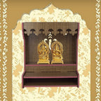YIXT Large Wooden Pooja Mandir with LED, Dome Top & Spacious Storage | Decorative Home Temple for Living Room | MDF Material