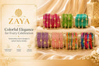 Zaya Handmade Kashmiri Ghungroo Raindrop Bangles Set of 16 for Women | Traditional Glass Bangles Combo | Stylish Chudi Set for Girls | Wedding Party Daily Wear (Green, 2.6)