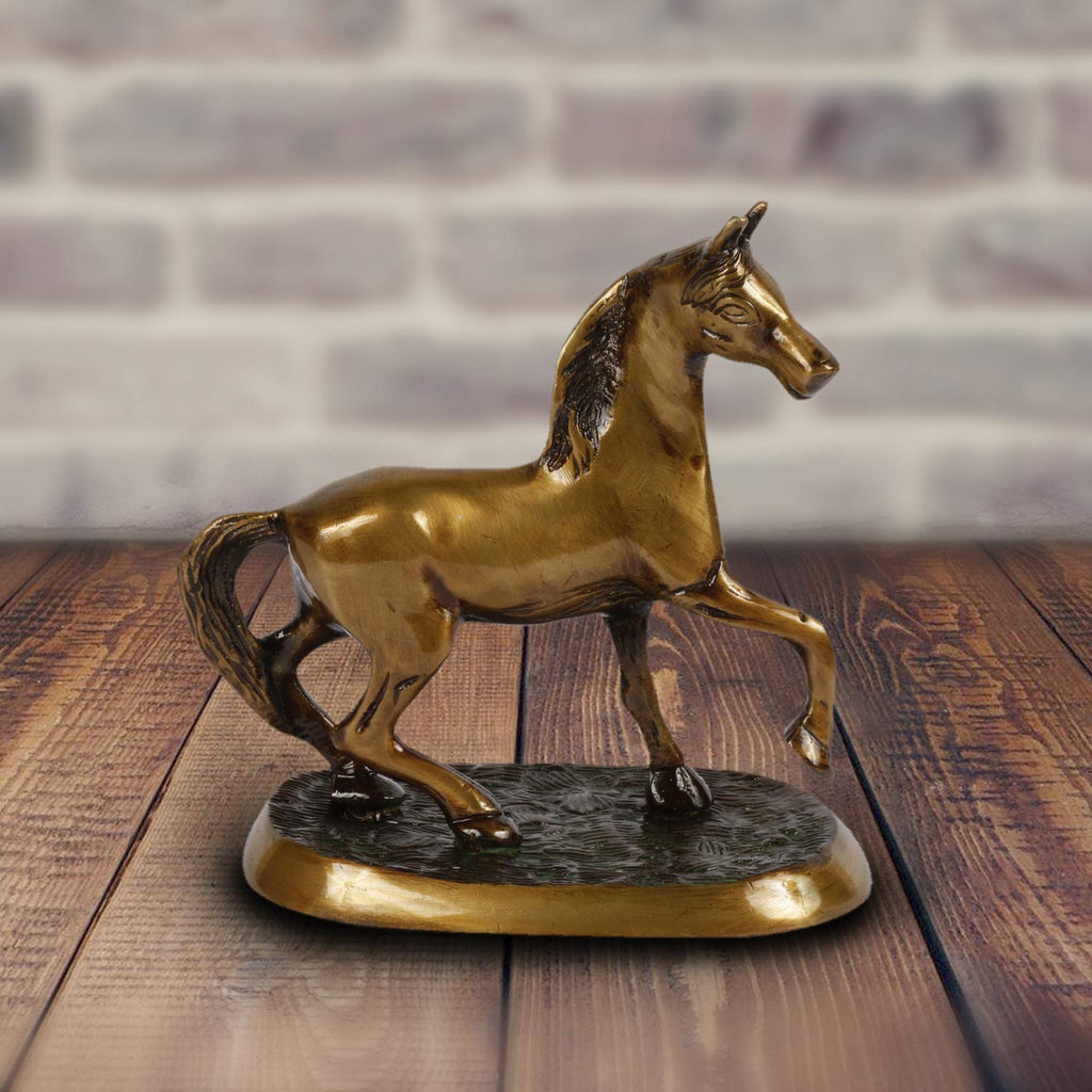 ARTVARKO Running Horse Statue Brass Animal Feng Shui Home Office Decor Showpiece Paper Weight Good Luck for Success and Prosperity.
