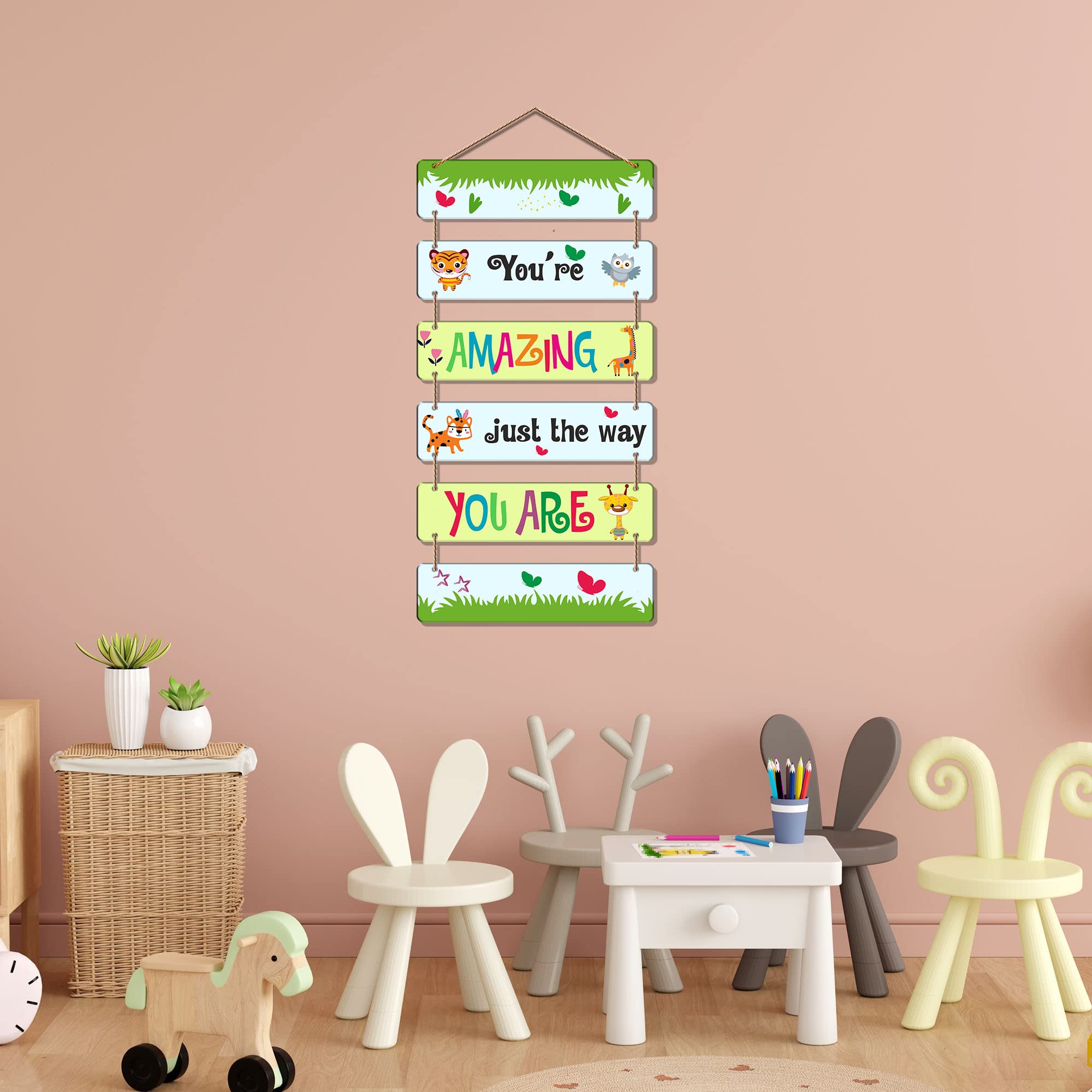 Artvibes Decorative Wall Hanging Wooden Art Decoration item for Living Room | Bedroom | Home Decor | Gifts | Quotes Decor Item | Wall Art For Hall | Mdf Wall Decoration, Set of 6 (WH_3290NR)