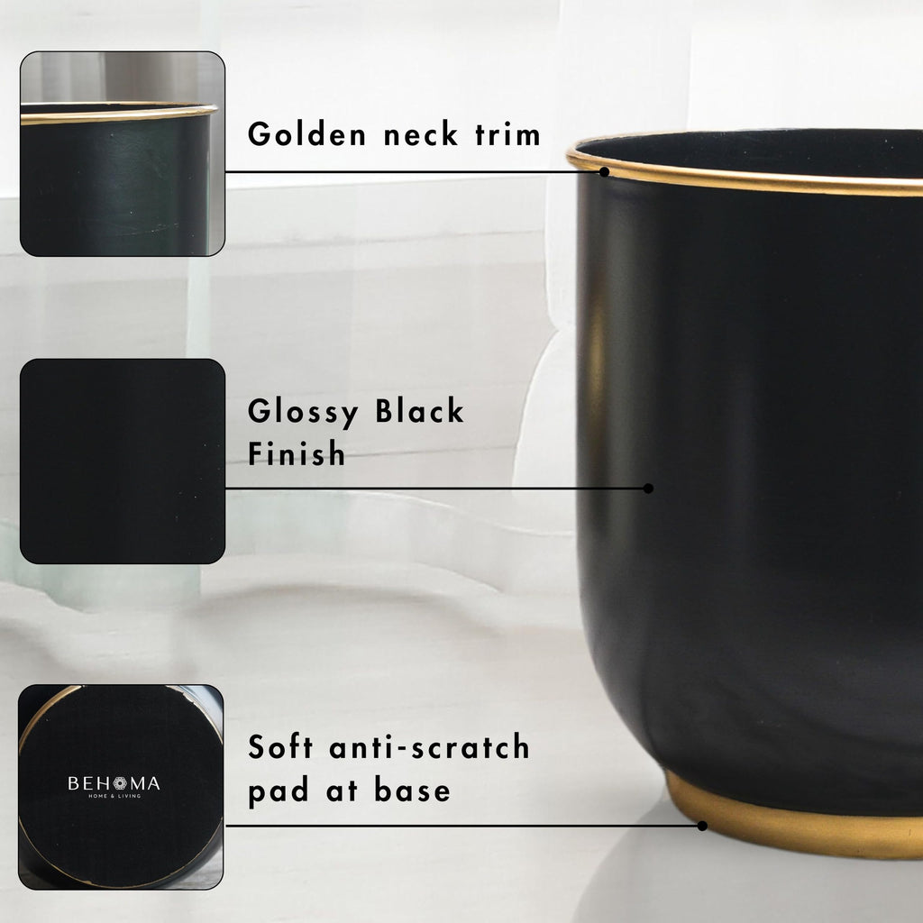 BEHOMA Metal Planters Black (Set of 2)