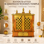Home and Bazaar Wooden Temple Rajasthani Ethnic Handcrafted Mandir, Pooja Ghar Mandapam - 18x9x24 Inch (46x23x61 Cm) Brown | Traditional Wood Pooja Mandir Hindu Temple for Home Décor Mandapam