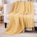 Tarantaran All Season Cotton Weaved Throw Blanket for Bed/Sofa 50x70 INCHES (Yellow) Kafalo