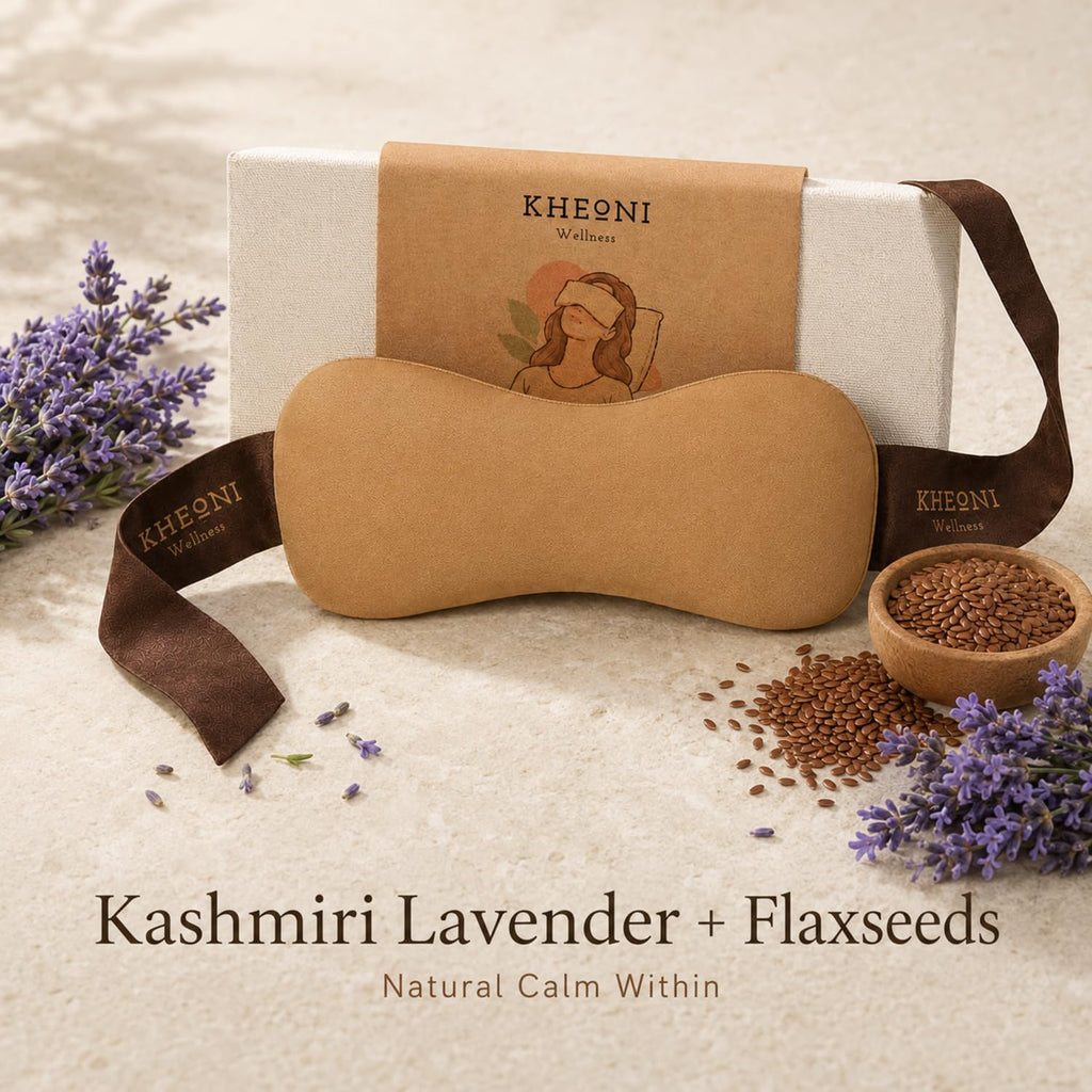 Kheoni Lavender Eye Mask Sleep Eye Pillow for Men and Women, Relaxation Stress Free Travel Deep Sleep Meditation | Natural Organic Aromatic Fragrance| Blackout Light Blocking Design For Travelling, Eye Mask for Men & Women