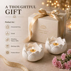FairyBucket™ Lotus Scented Candle with Reusable Concrete Tea Light Holder | Vanilla Fragrance Soy Wax Candle | Handcrafted White Lotus Candles for Home Decor, Bedroom, Living Room & Gifting