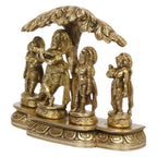 ARTVARKO Brass Krishna Playing Flute Radha and Gopi's Dancing Under Tree Brass Idol for Home Décor Living Room Pooja Mandir Gift Item (15x5x13 CM)