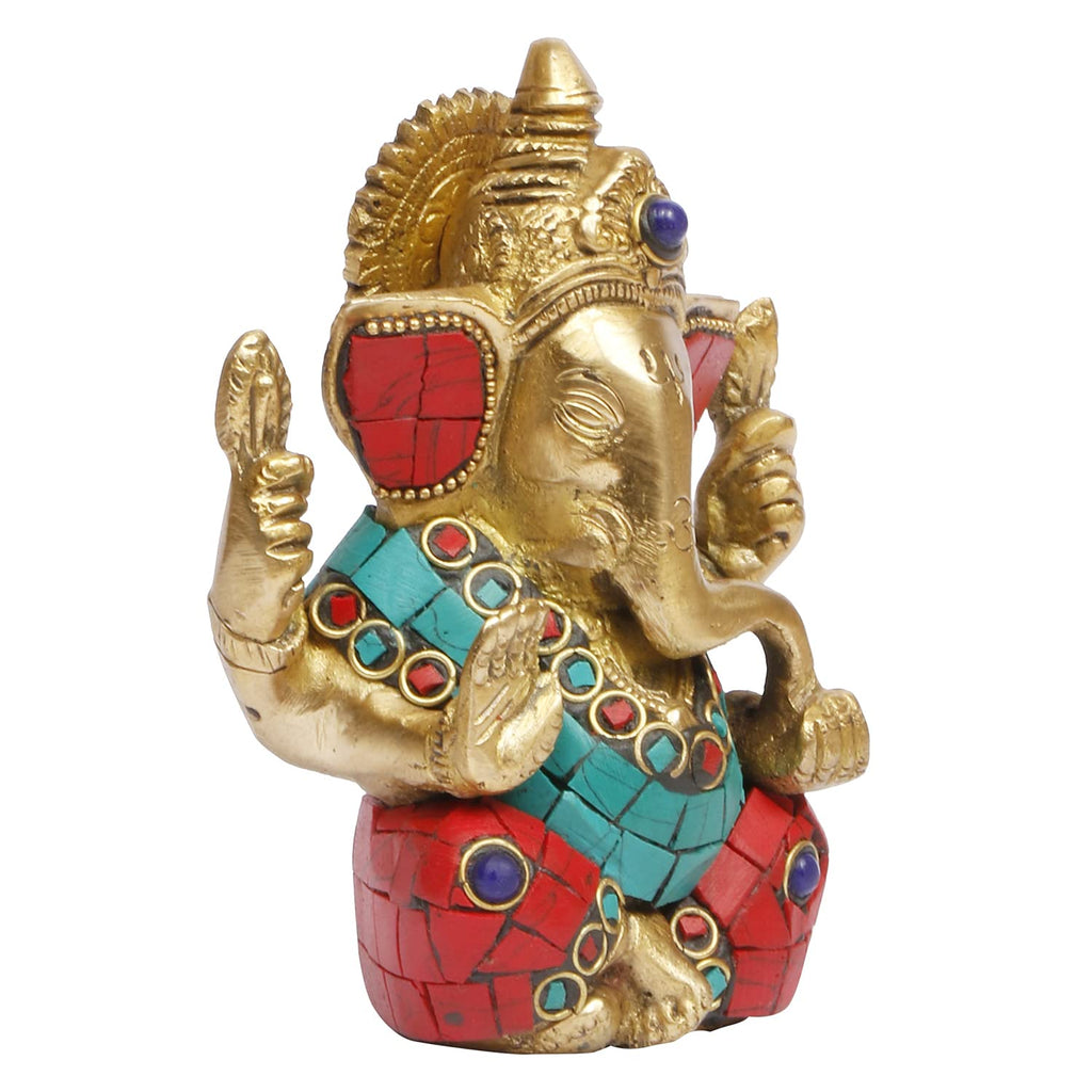 ARTVARKO Brass Bhagwan Ganesha in Blessing Posture Ganesh Ganpati Home Entrance Office Decor Idol Marriage Gift Murti Pooja 4.5 Inches