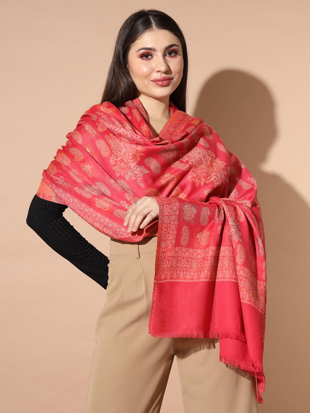 Pashmoda Women Firoza Woven Design Jamawar Shawl (Size 101X203 CM)