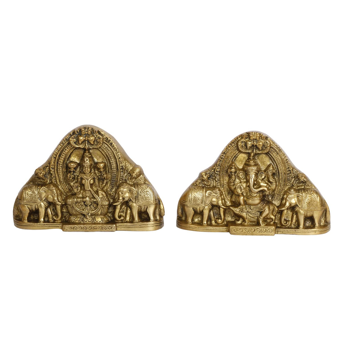 SVARUP Brass Lakshmi Ganesha Idol Set Bhagwan Ganpati Murti Sitting Laxmi Ganesh for Home Office Decor Gift Height 4.75 Inch