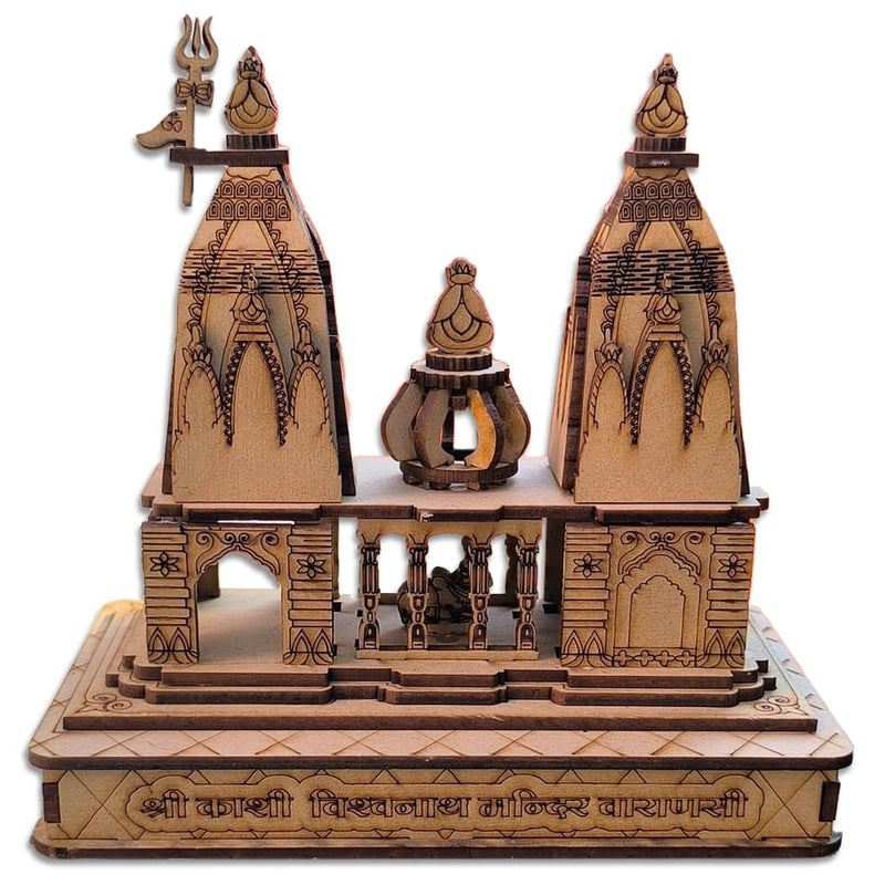 The Himalayan River Shri Kashi Vishwanath Temple Miniature Replica Wooden Kashi Vishwanath Temple Wooden Model - Perfect for Home Décor & Spiritual Spaces