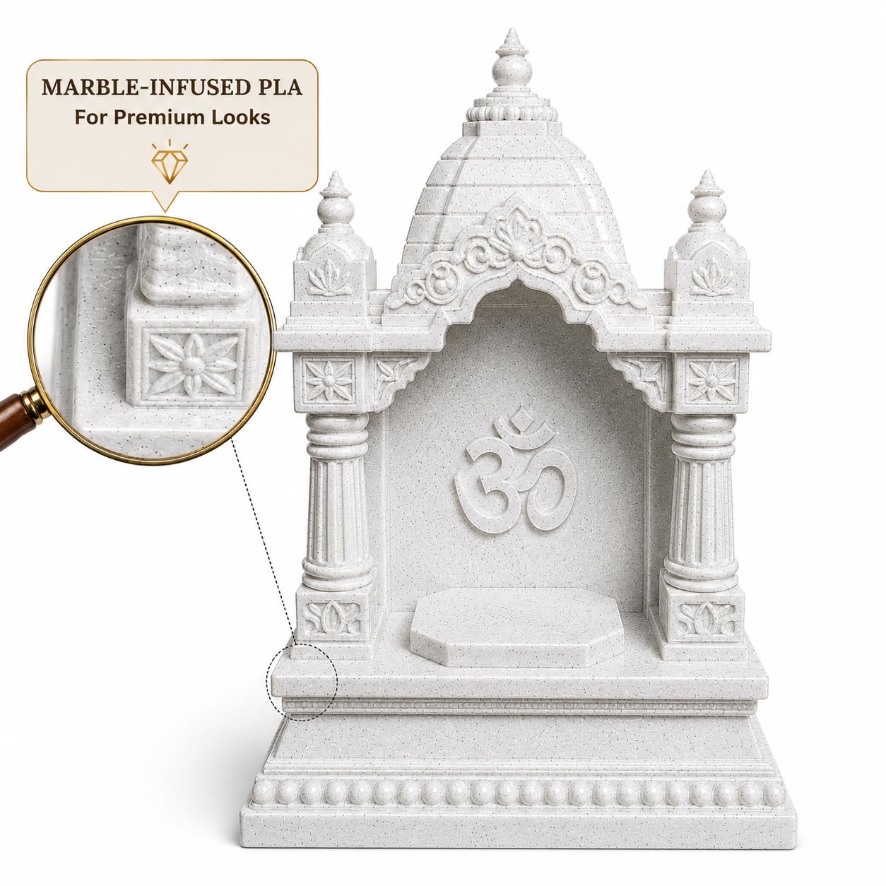 3D Printed Marble Finish Mini Temple for Car, Home and Office