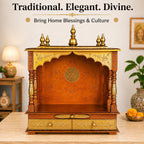 Home and Bazaar Wooden Temple Rajasthani Ethnic Handcrafted Mandir, Pooja Ghar Mandapam - 18x12x24 Inch Brown | Traditional Wood Pooja Mandir Hindu Temple for Home Décor Mandapam
